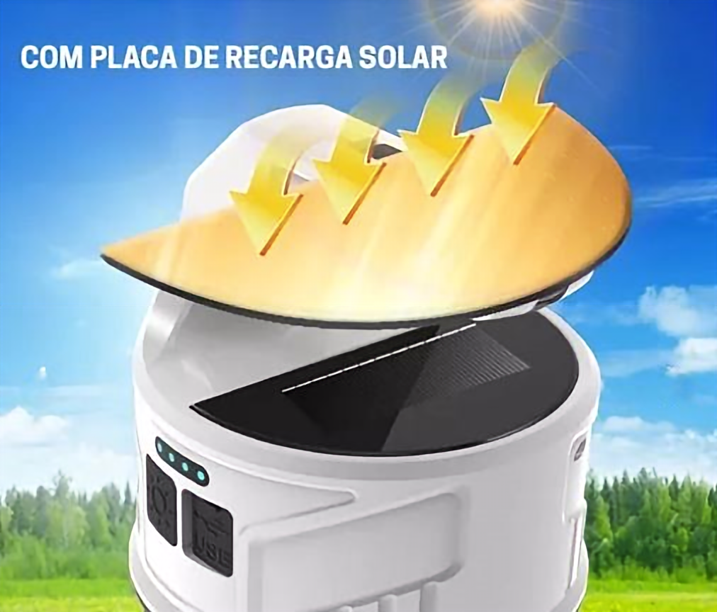 Foco-Linterna, Gancho Solar-Recargable-Usb, Waterproof