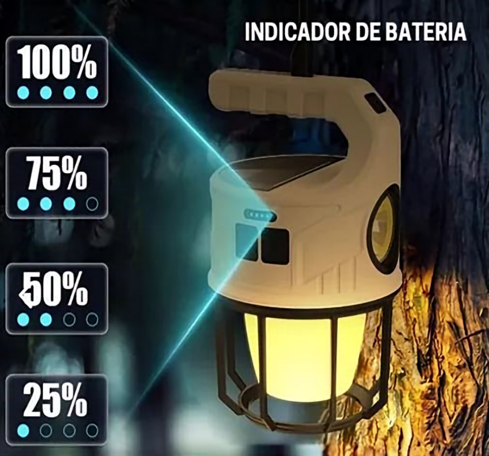 Foco-Linterna, Gancho Solar-Recargable-Usb, Waterproof